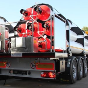 Type A gas cylinder trailer 1 pc from behind.