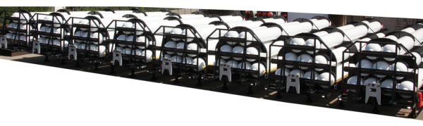 Type A gas cylinder trailer 8 pc from behind.