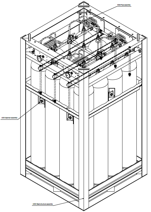 Pwent Standard gas cylinder bundle 16x drawing