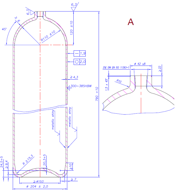 gas cylinder dimensions